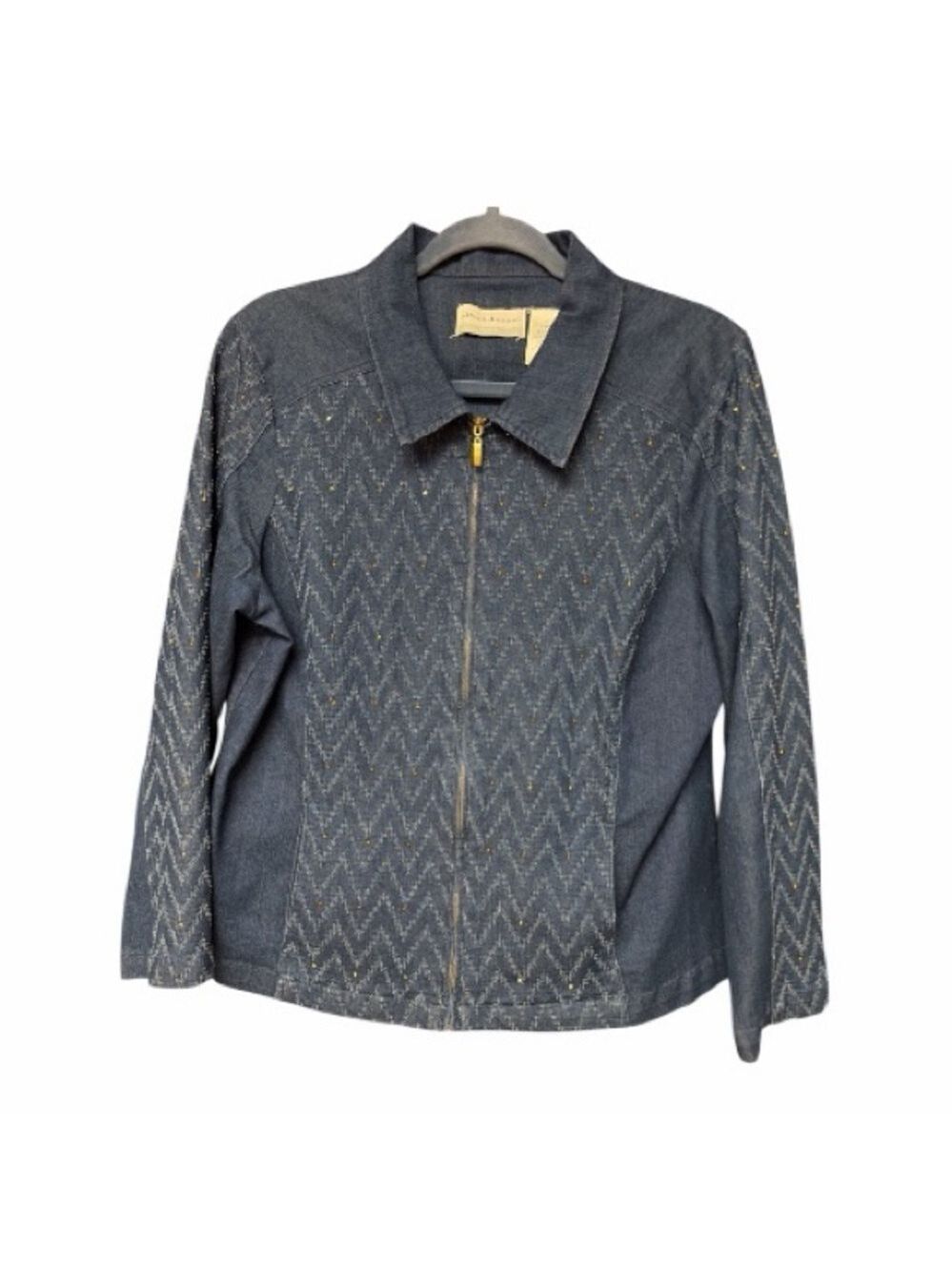 Alfred Dunner Women's Blue denim Jacket with embellishments- Size 14P